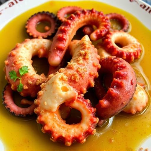 Pulpo a la Gallega: Pulpo cocido tierno servido con piment&oacute;n dulce y aceite de oliva virgen extra.